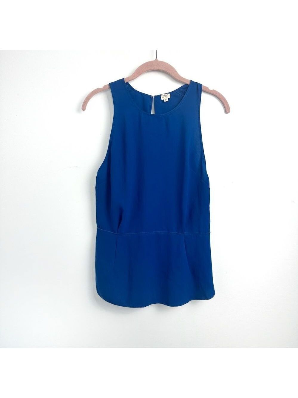 Aritzia Wilfred Filles Open Back Peplum Blouse in Cobalt Blue Sz 6